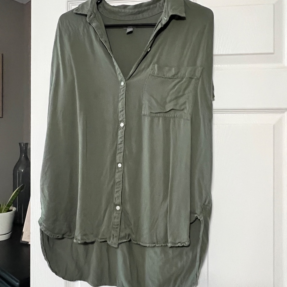 Army Green Button Up Blouse